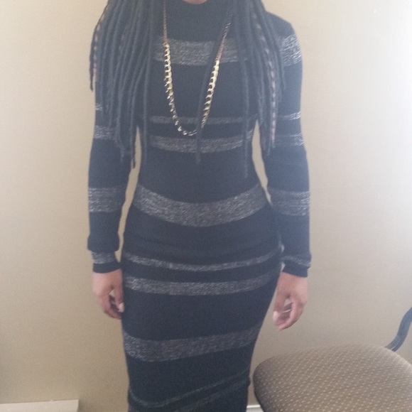 Bodycon, Turtleneck, Midi, Sweater Dress - Picture 3 of 4